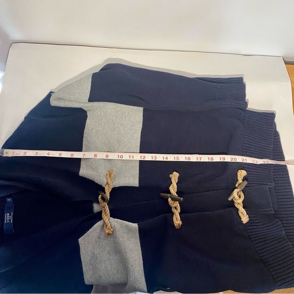J Crew Men's Nautical Toggle & Rope Button- Closure Blue Sweater, Size Small - Picture 7 of 11
